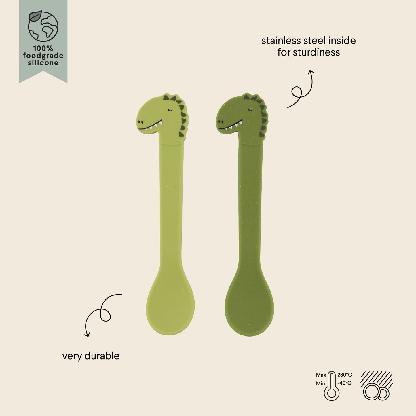 (Pre-Order) SALE Trixie Silicone spoon 2-pack - Mr. Dino
