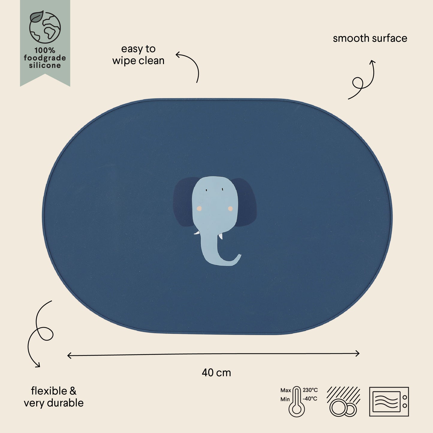 (Pre-Order)Trixie Silicone placemat - Mrs. Elephant