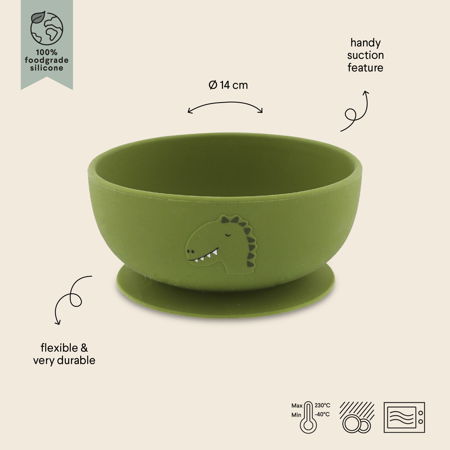 (Pre-Order) SALE Trixie Silicone bowl with suction cup - Mr. Dino
