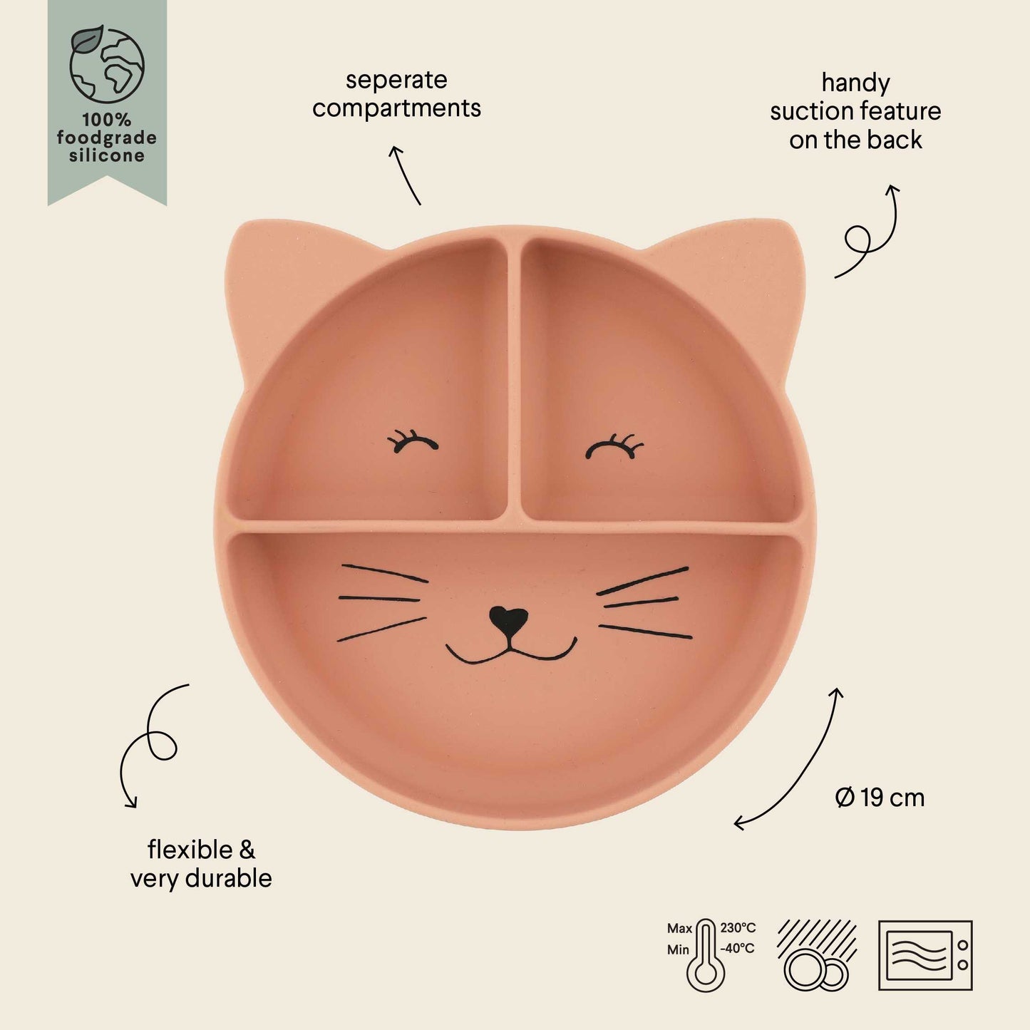 (Pre-Order) SALE Trixie Silicone feeding plate with suction cup - Mrs. Cat