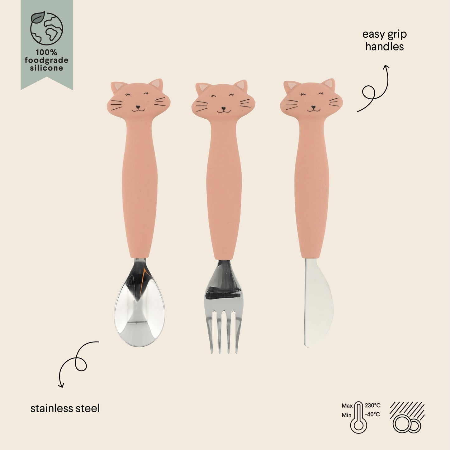 (Pre-Order) SALE Trixie Children's cutlery set made of silicone, 3-piece - Mrs. Cat