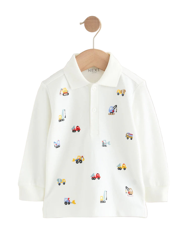 (Pre-Order) Next All-Over Embroidered Long Sleeve Polo Shirt