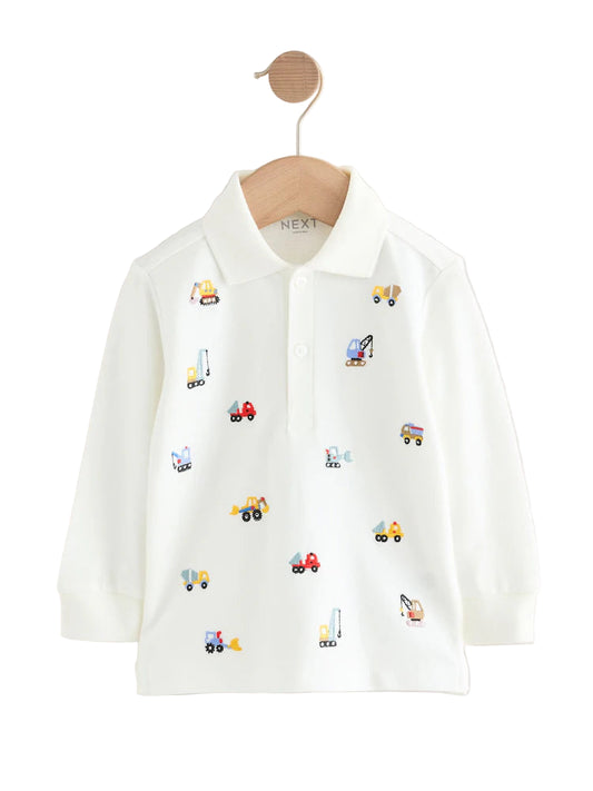 (Pre-Order) Next All-Over Embroidered Long Sleeve Polo Shirt