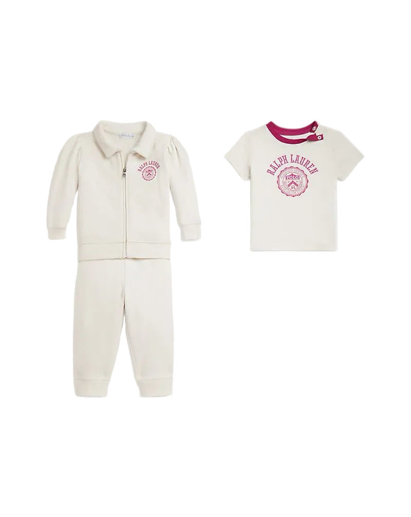 (Pre-Order) Ralph Lauren Logo Crest Tee, Fleece Jacket & Pant Set