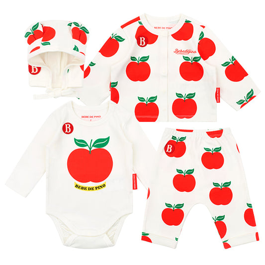 (Pre-Order) Bebedepino  Newborn Apple All-Over Bodysuit Set