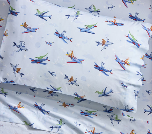 (Pre-Order) Pottery Barn Kids Animal Airplanes Organic Sheet Set