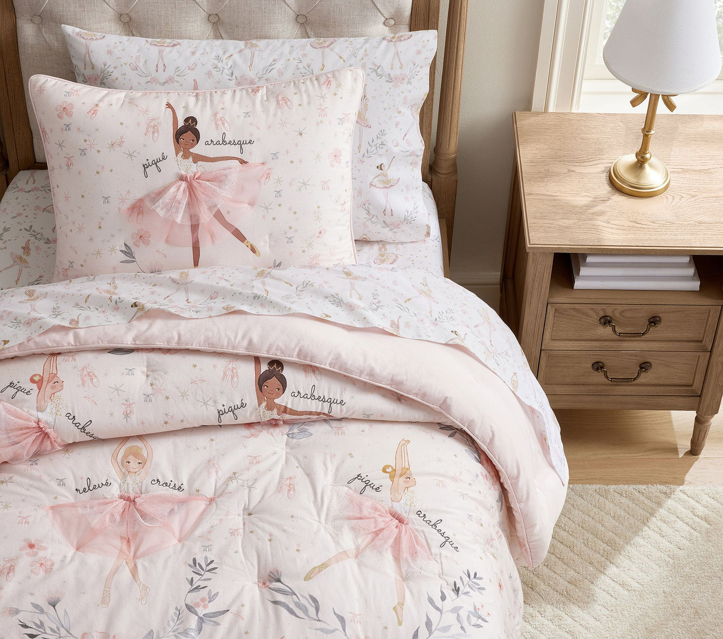 (Pre-Order) Pottery Barn Kids Ballerina Printed Organic Sheet Set & Pillowcases
