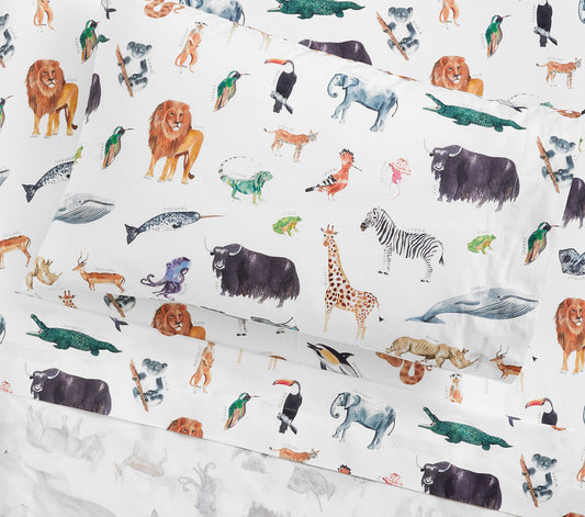 (Pre-Order) Pottery Barn Kids Brendan Animals Organic Sheet Set & Pillowcases