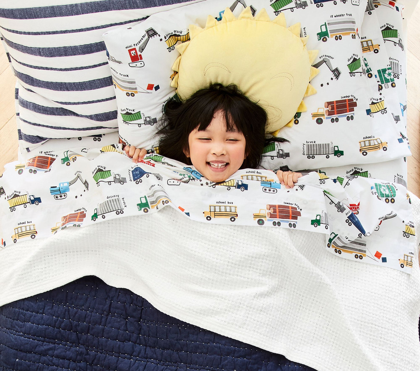 (Pre-Order) Pottery Barn Kids Busy Trucks Organic Sheet Set & Pillowcases