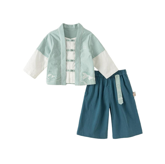 (Pre-Order) Dave & Bella Boys' Hanfu Set - Chinese Style Spring Clothes