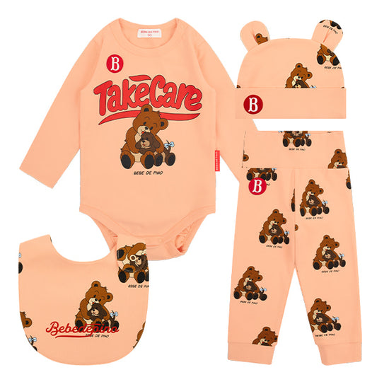 (Pre-Order) Bebedepino All Over Hug Bear Baby Bodysuit Set