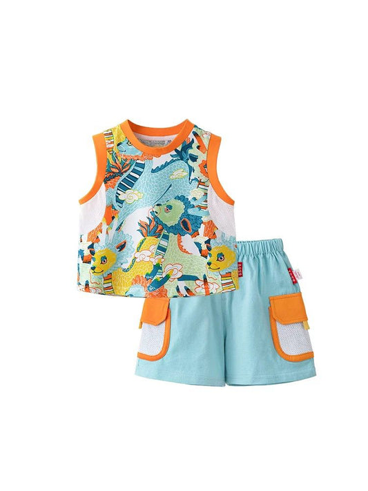 (Pre-Order) Zhang Ming Fu Sky Blue Dragon Short Set