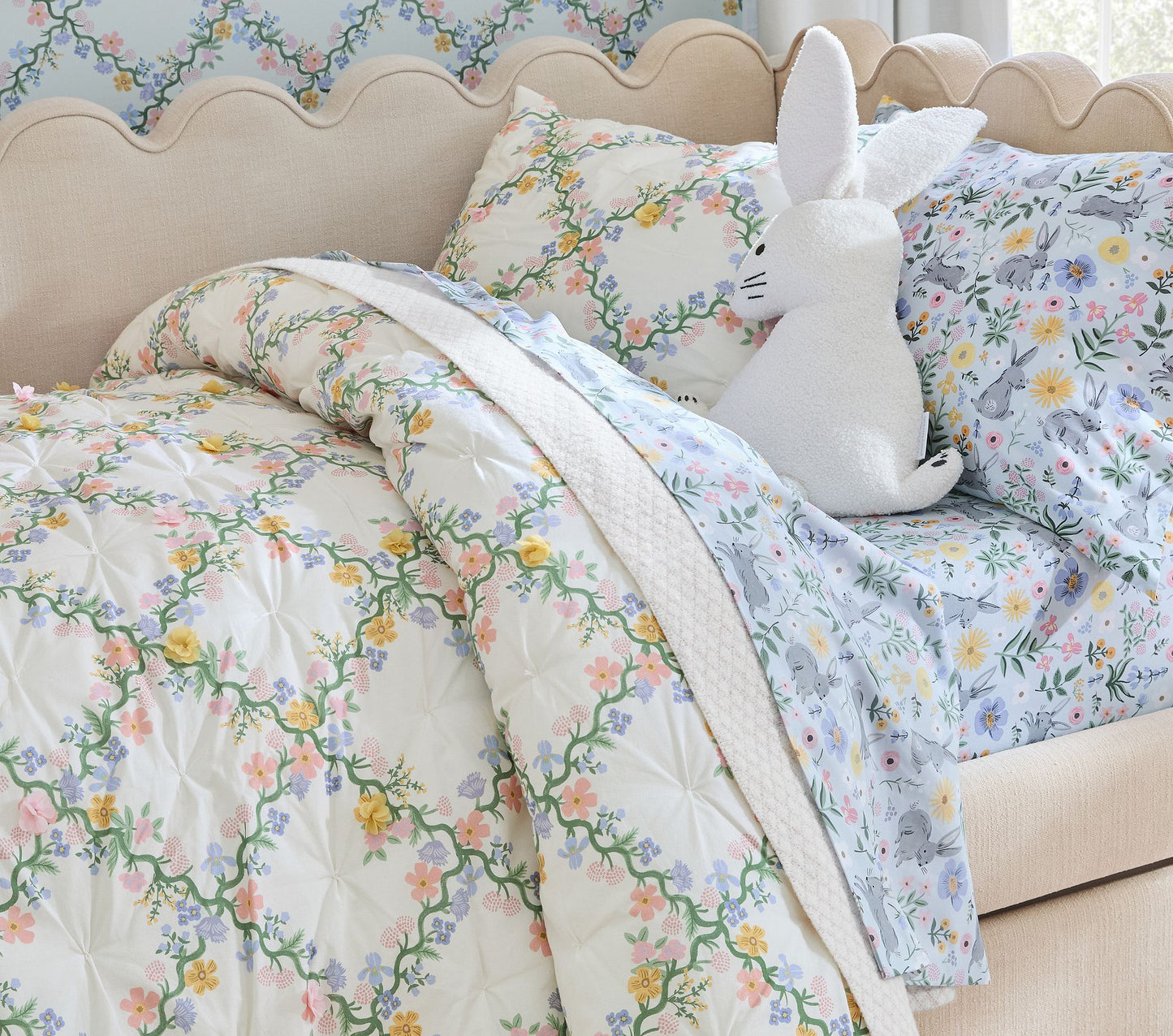 (Pre-Order) Pottery Barn Kids Rifle Paper Co. Bunny Floral Organic Sheet Set