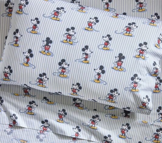 (pre-Order) Pottery Barn Kids Disney Home x Sanderson Mickey Mouse Stripe Organic Sheet Set