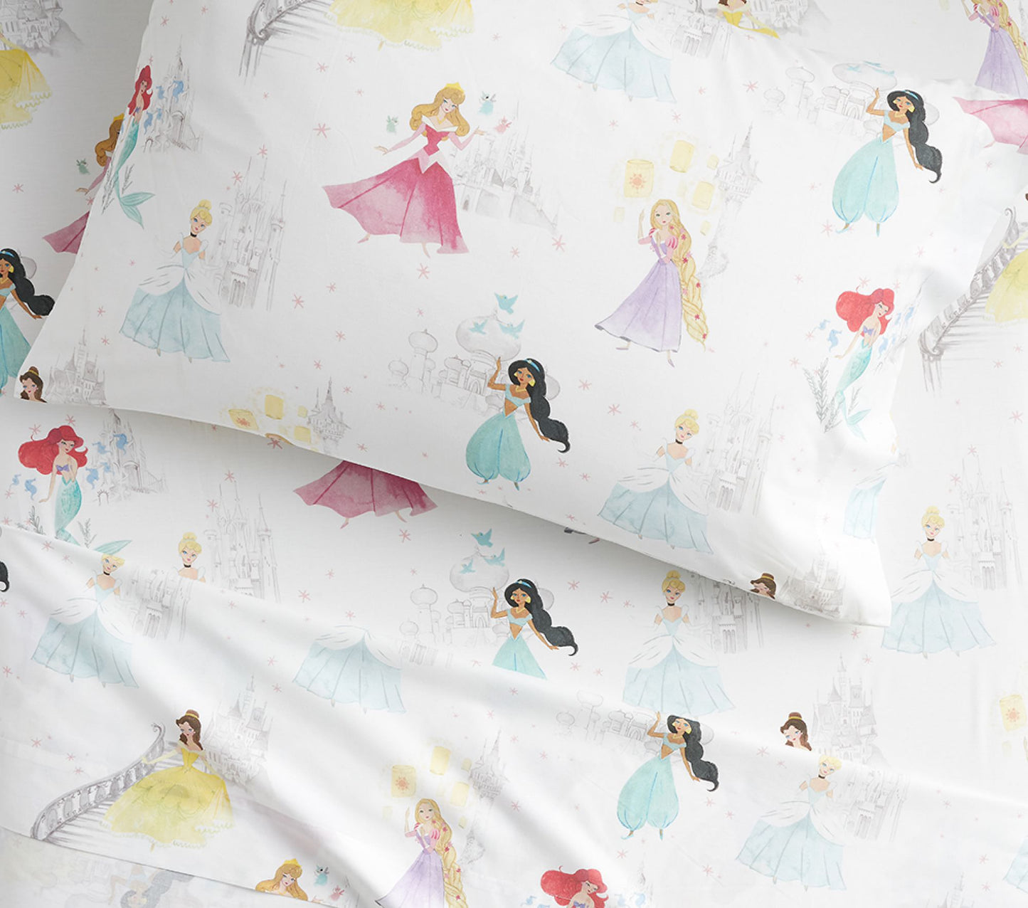 (Pre-Order) Pottery BGarn Kids Disney Princess Castles Organic Sheet Set & Pillowcases