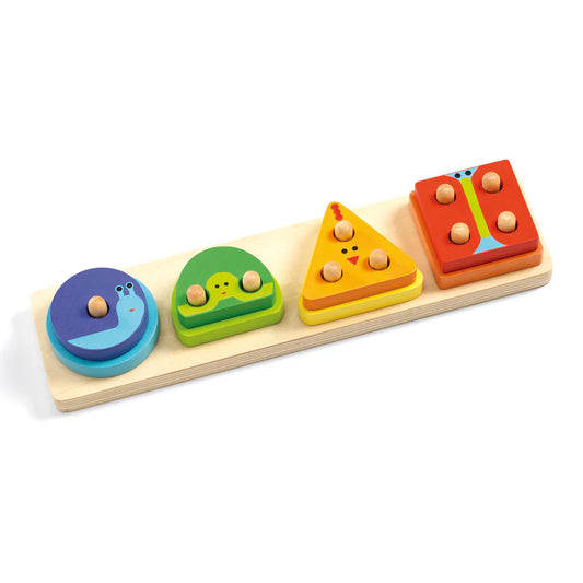 (Pre-Order) Djeco 1234 Basic Wooden Shape Sorting Stacker