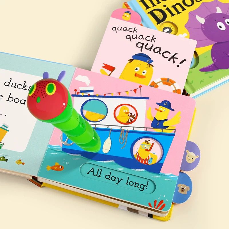 (Pre-Order) Caterpillar Little Bean Full English Incy Wincy Dinosaurs & Cow on the Bus Set of 2 Pull Along Books