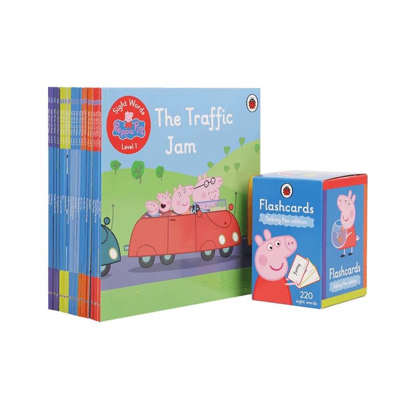 (Pre-Order) Caterpillar Little Bean Full English Peppa Pig Set of 20 Books (Paperback) + Flashcards