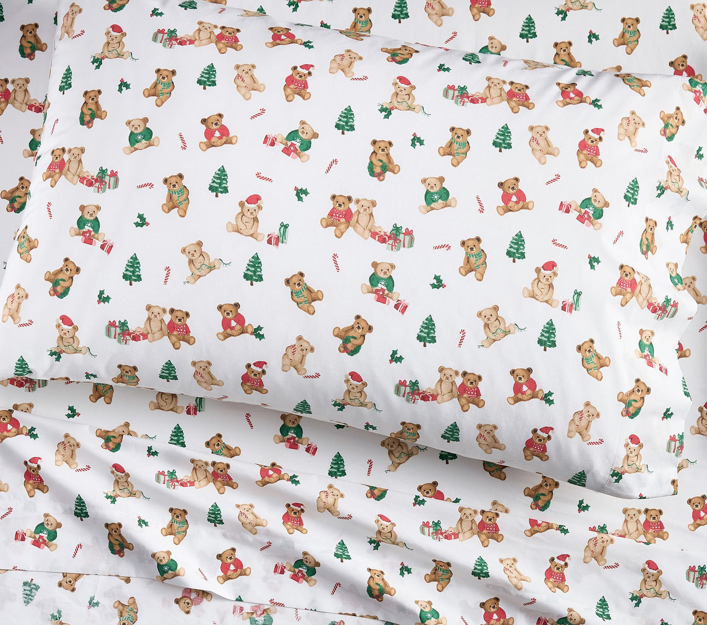 (Pre-Order) Pottery Barn Kids Holiday Teddy Bears Organic Sheet Set