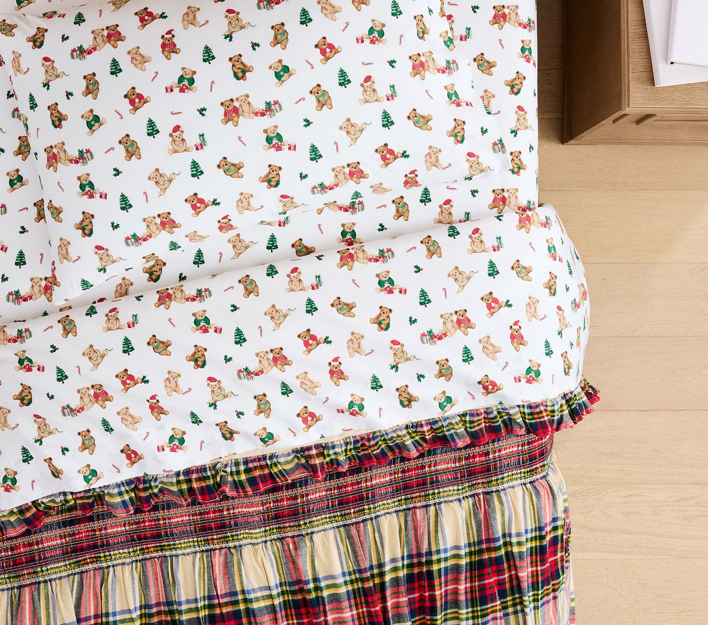 (Pre-Order) Pottery Barn Kids Holiday Teddy Bears Organic Sheet Set