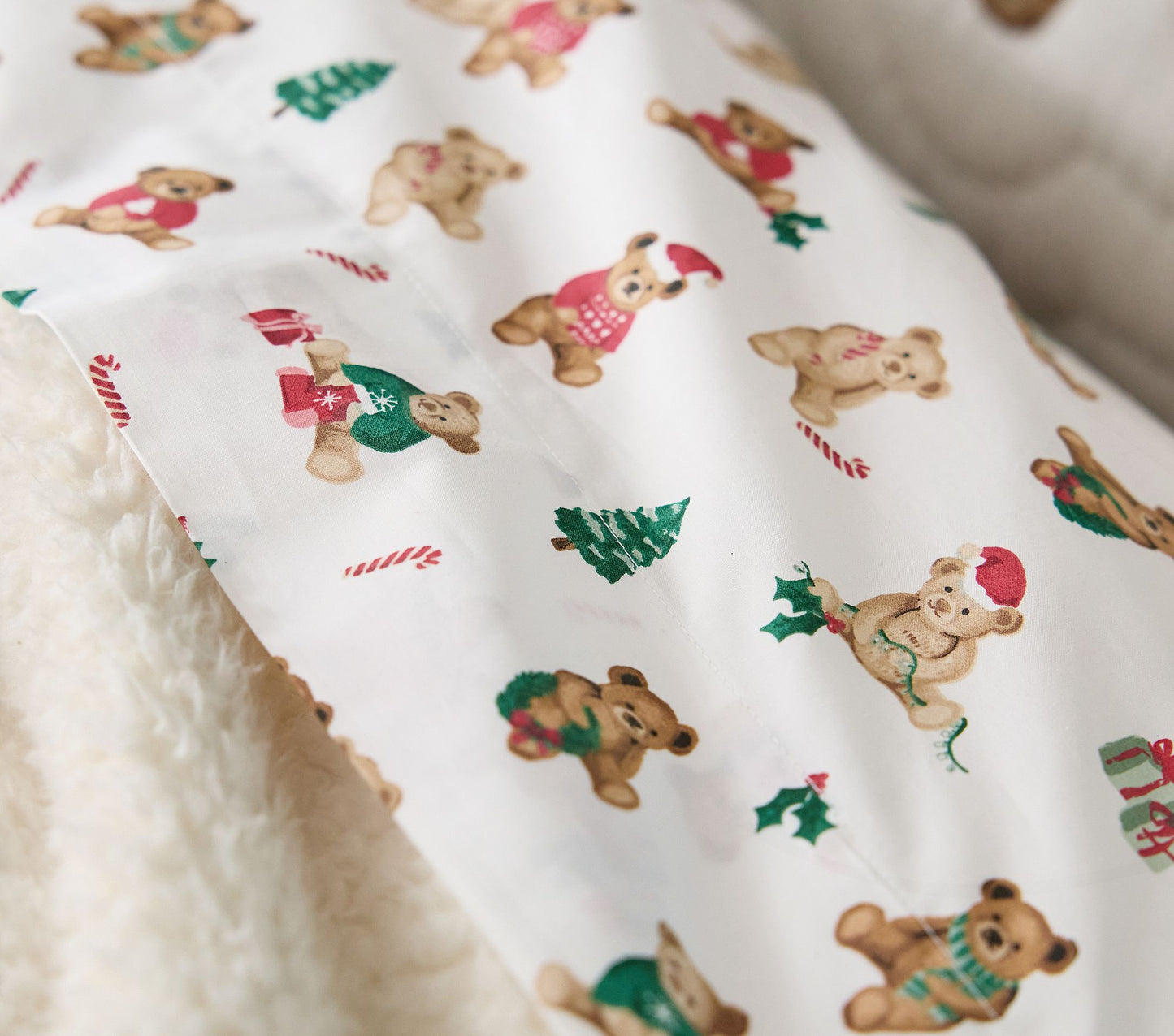 (Pre-Order) Pottery Barn Kids Holiday Teddy Bears Organic Sheet Set