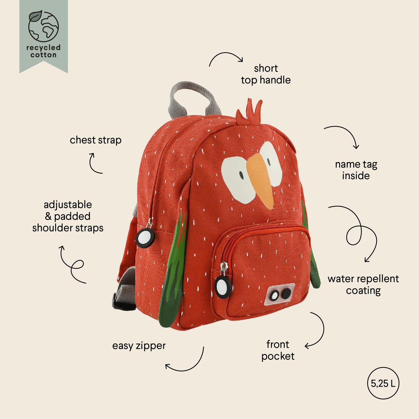 (Pre-Order)Trixie Backpack small - Mr. Parrot