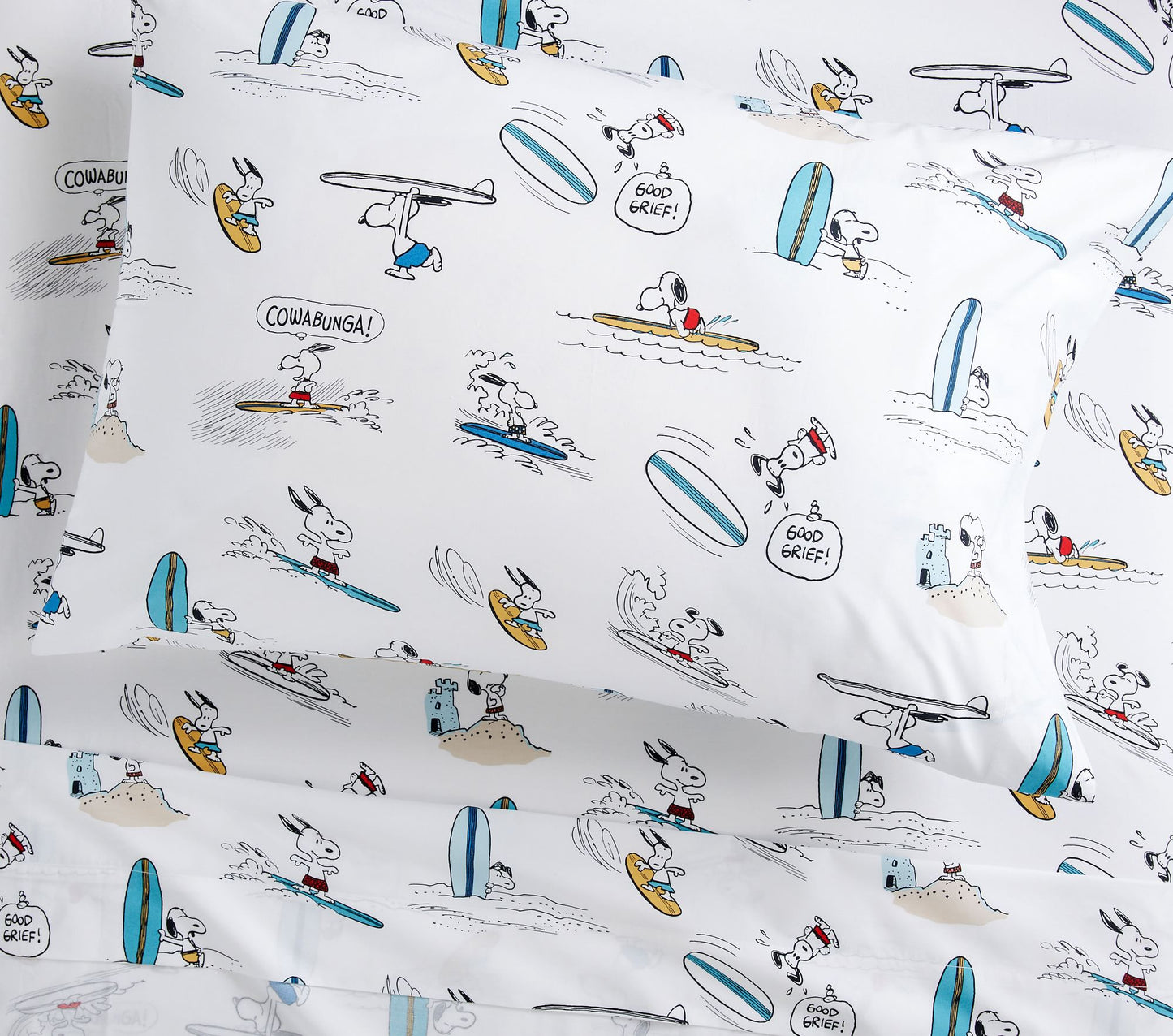 (Pre-Order) Pottery Barn Kids Peanuts Snoopy Surf Organic Sheet Set