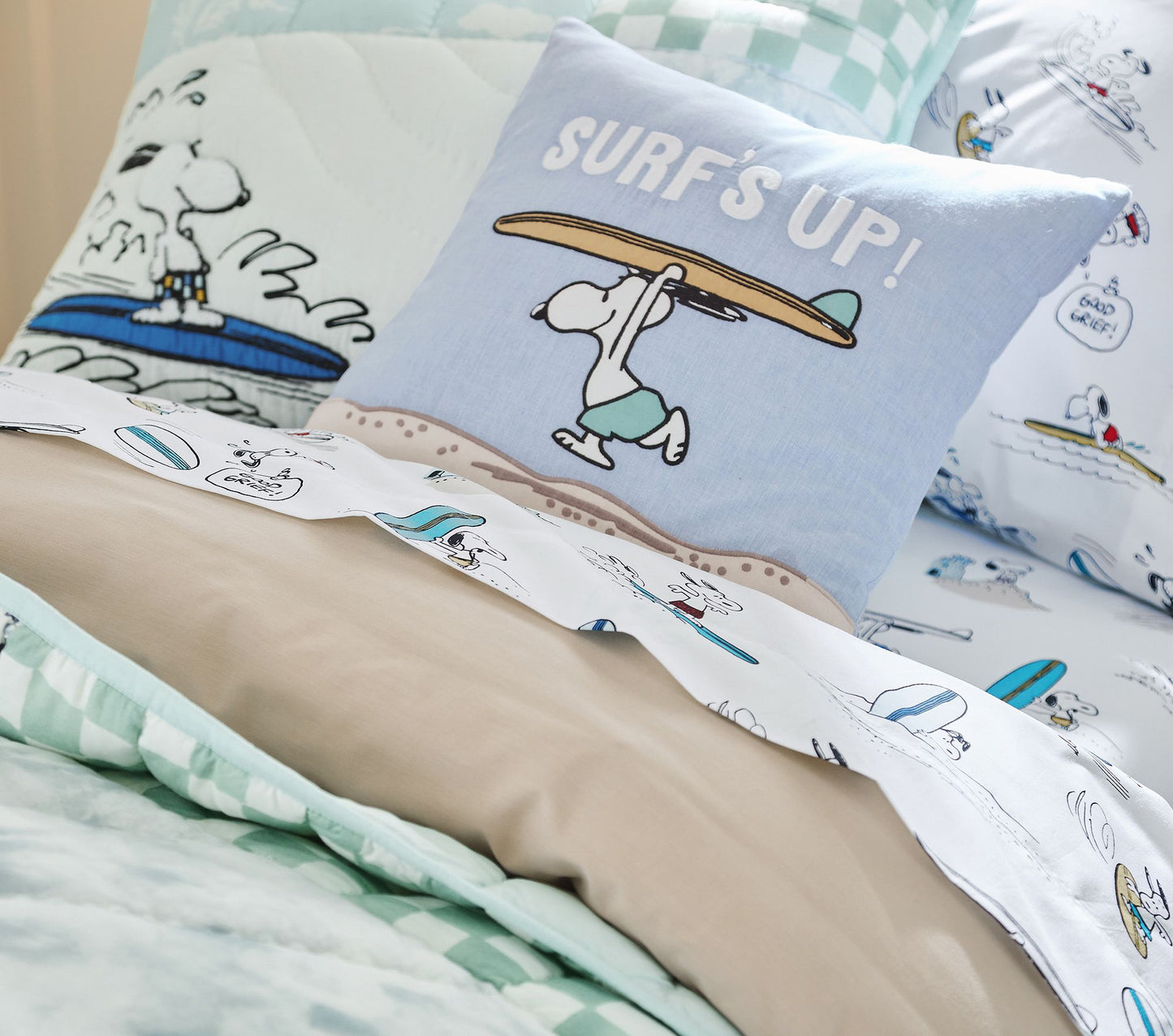 (Pre-Order) Pottery Barn Kids Peanuts Snoopy Surf Organic Sheet Set