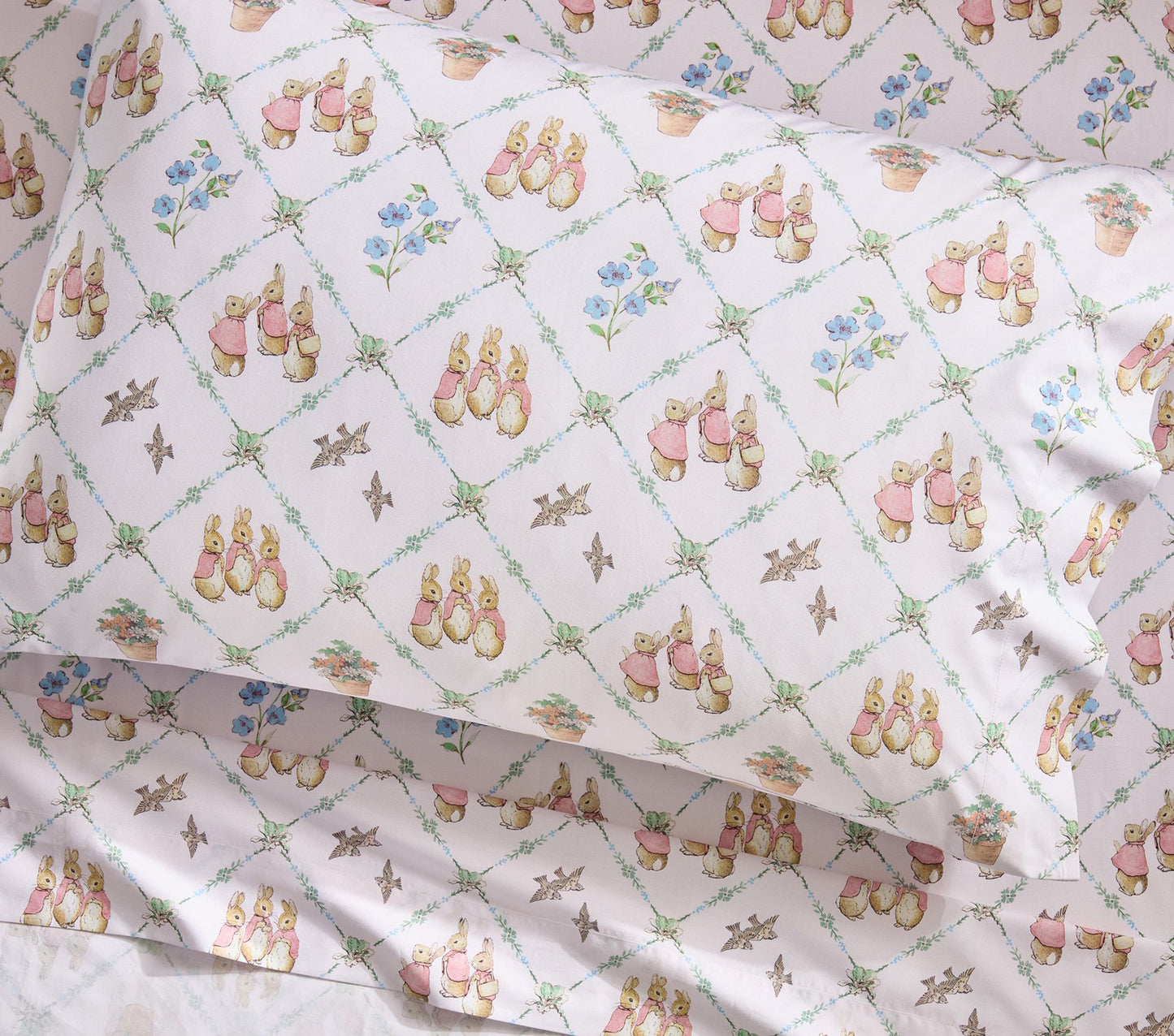 (Pre-Order) Pottery Barn Kids Peter Rabbit™ Flopsy™ Lattice Organic Sheet Set