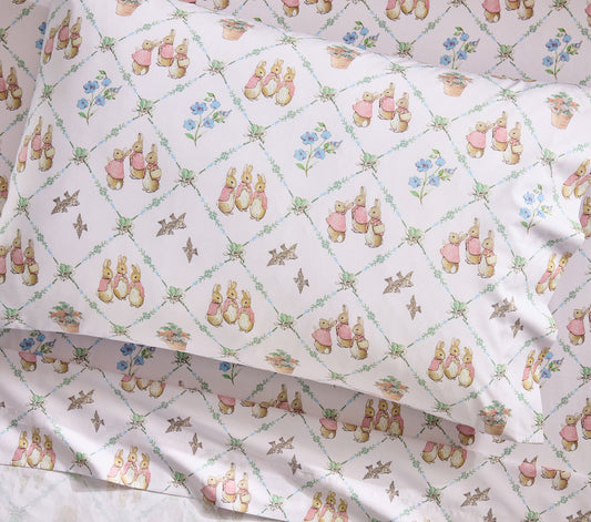 (Pre-Order) Pottery Barn Kids Peter Rabbit™ Flopsy™ Lattice Organic Sheet Set