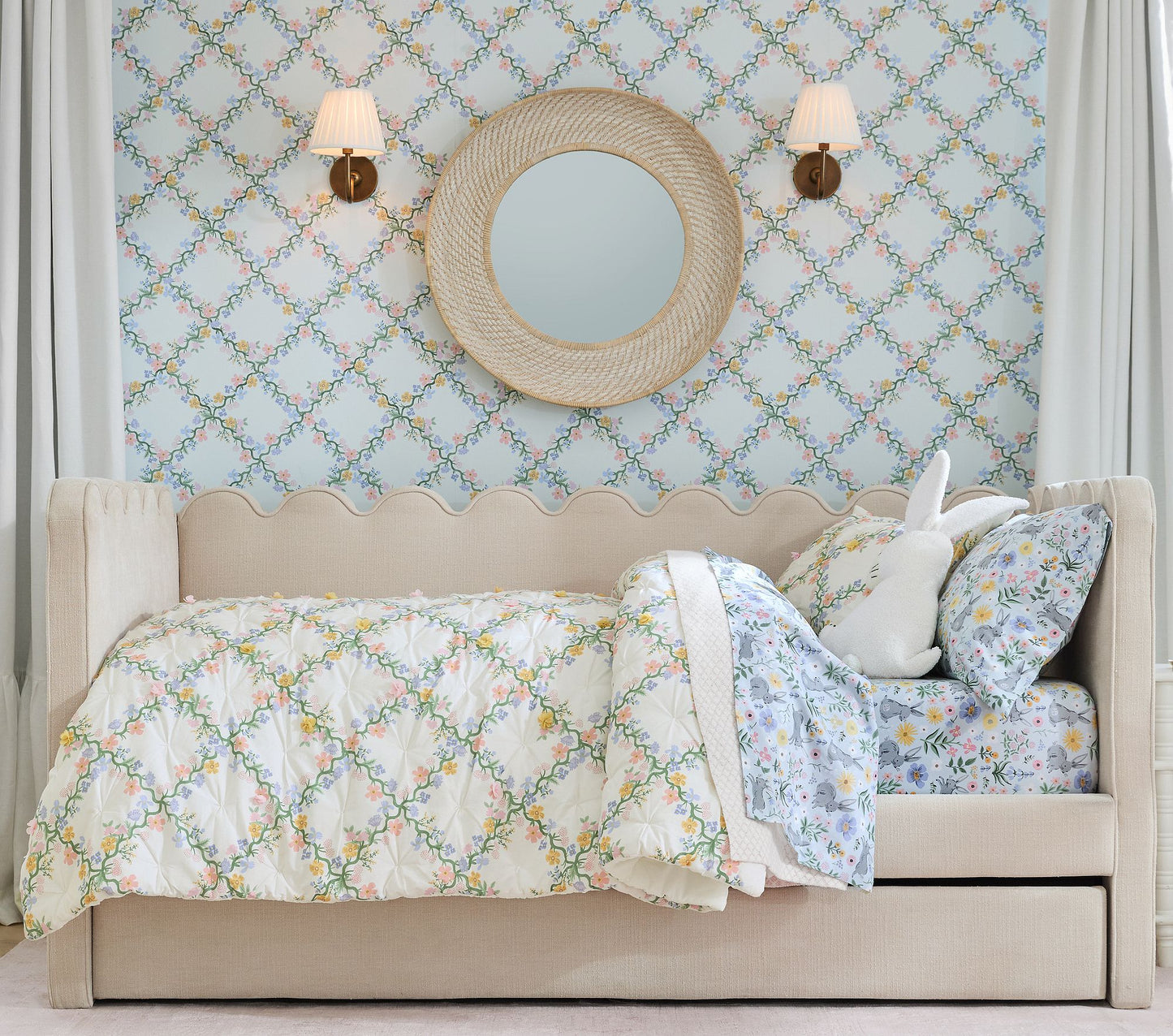 (Pre-Order) Pottery Barn Kids Rifle Paper Co. Bunny Floral Organic Sheet Set