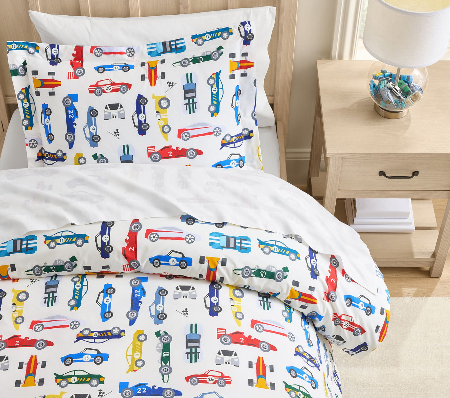(Pre-Order) Pottery Barn Kids Remy Race Car Glow-in-the-Dark Duvet Cover & Shams