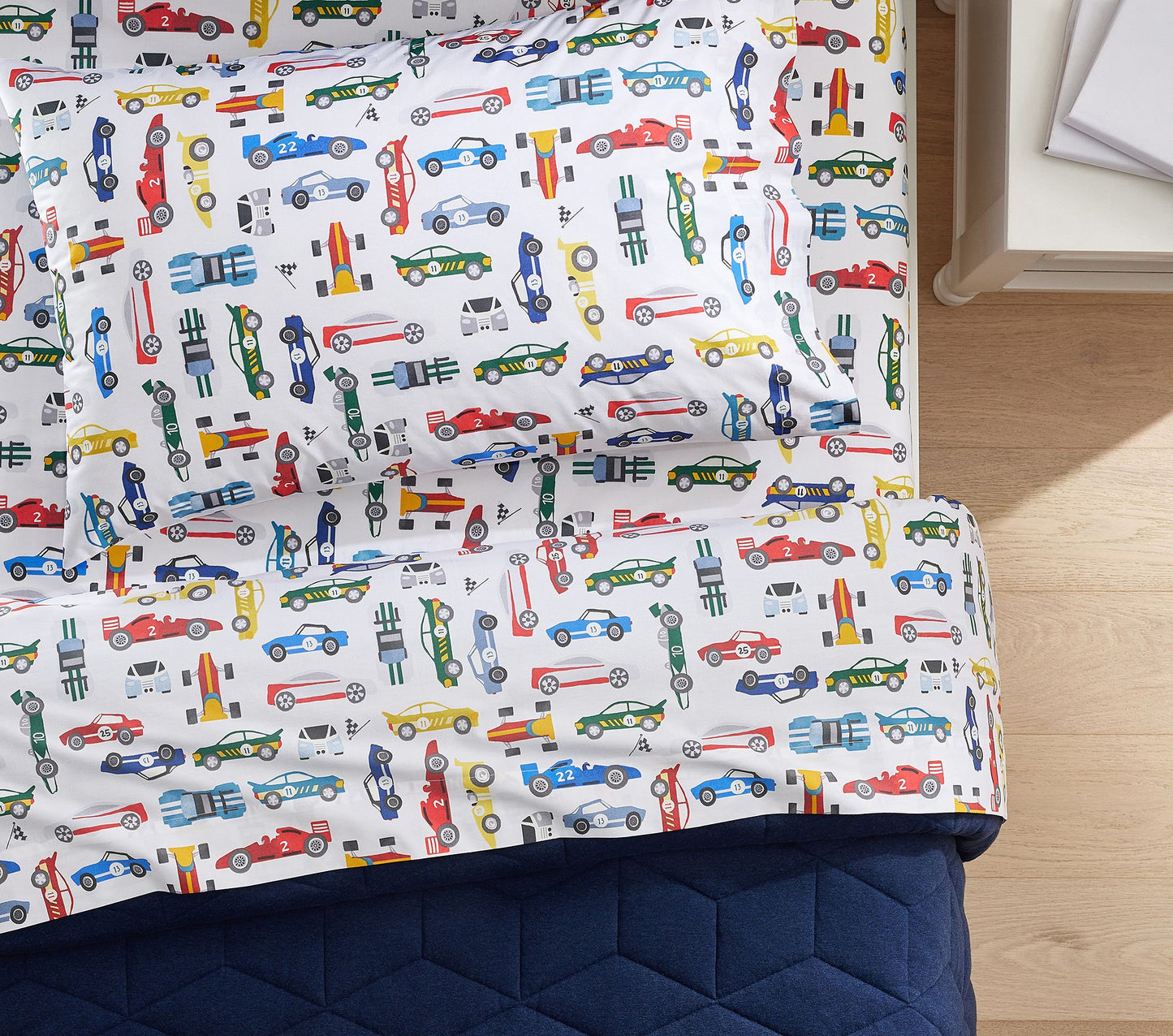 (Pre-Order) Pottery Barn Kids Remy Race Car Glow-in-the-Dark Sheet Set