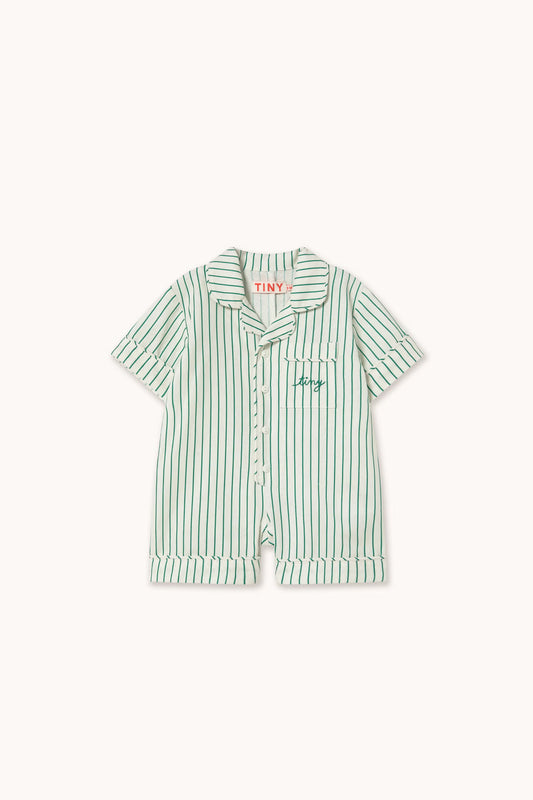 (Pre-Order) Tiny Cotton Emerald Stripes Baby One-piece