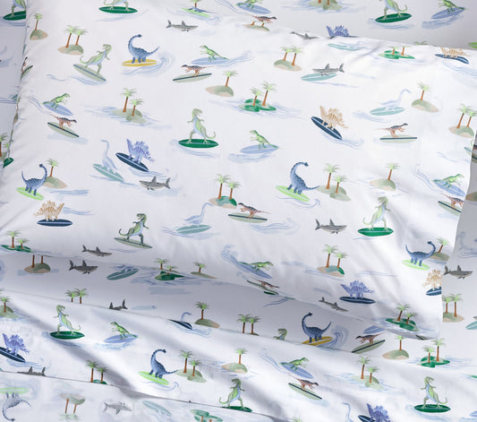 (Pre-Order) Pottery Barn Kids Surf Dino Organic Sheet Set