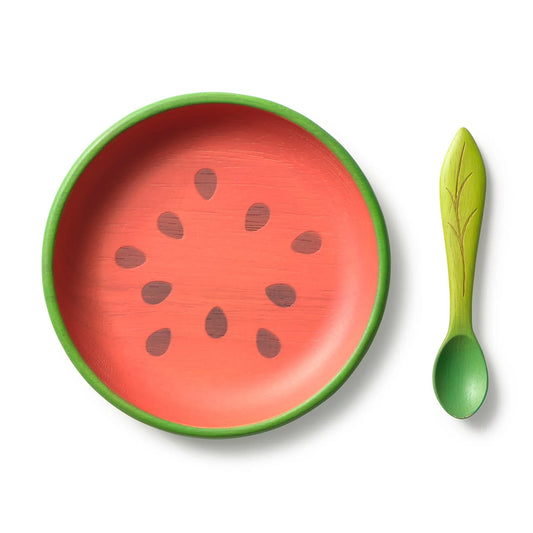 (Pre-Order) Oli&Carol Wally the Watermelon Plate, Spoon Set